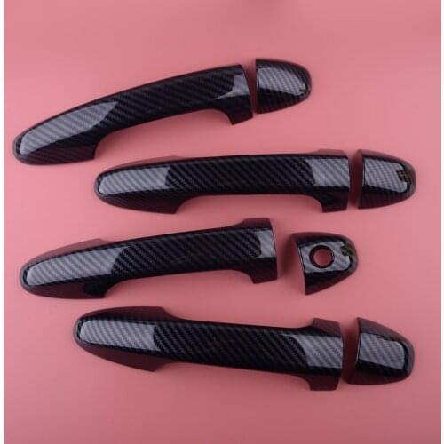 8Pcs/Kit Carbon Fiber Texture Car Door Handle Cover Trim Overlay Cap ABS Plastic Fit for Toyota Tacoma RAV4 2016 2017 2018