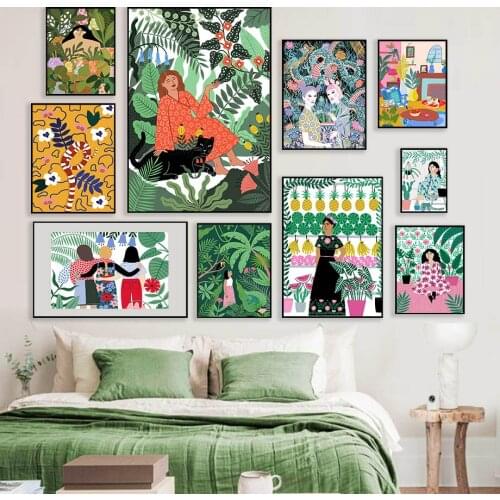 Abstract yoga girl fruit forest animal wall art diamond painting nordic rhinestone embroidery mosaic picture yoga studio decorat