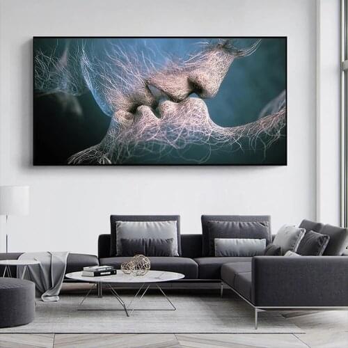 Abstract Sexy Lover Kiss Canvas Art Posters And Prints Modern Kiss Canvas Paintings On the Wall Art Pictures For Living Room