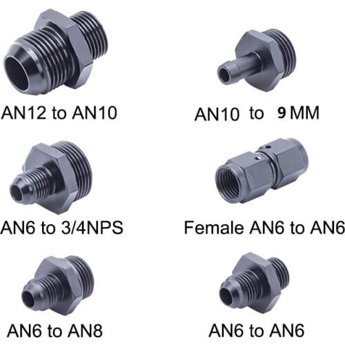 Aluminium Oil Hose Straight Fitting Hose Adapter an6 to an6,an6 to an8,AN10 to 9MM,AN10 to AN12,AN6 to 34NPS
