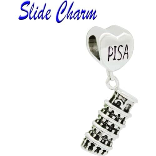 Fashion jewelry DIY charm, European and American style Italian Pisa leaning tower pendant beads Fit Pandora Bracelet Necklace