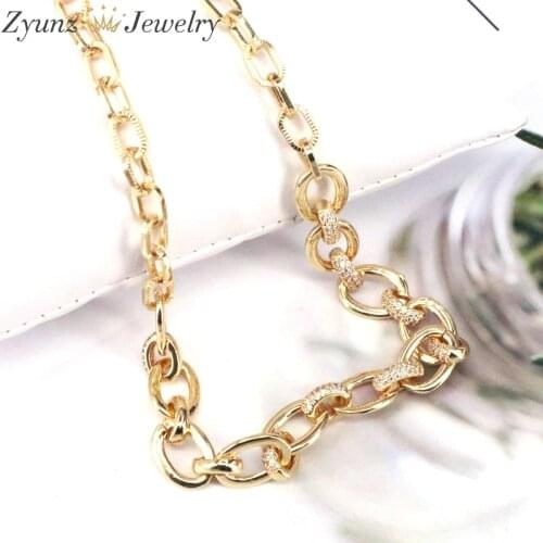 5PCS, CZ Micro Pave Link Chain Necklaces For Women Men Gold Color Choker Collar Hip Hop Jewelry