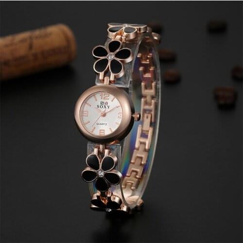 SOXY Luxury Brand Watch Women Fashion Gold Watches Full Steel Flowers Bracelet Watch Women Hour Clock Ladies Watches Lady Gift