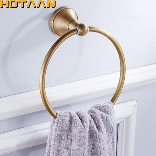 HOT SELLING, FREE SHIPPING, Bathroom towel holder, solid brass Wall-Mounted Round antique brass Towel Ring ,Towel Rack,YT-13591