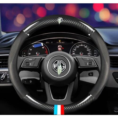 Breathable Anti Slip Car Carbon Fiber Steering Wheel Cover 38cm for MG For MG ZS GS 5 Gundam 350 Parts TF GT 6 Auto Accessories
