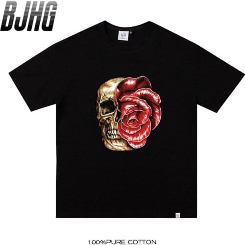 100% Cotton Skull Half-sleeved T-shirt Men And Women Round Neck Short-sleeved Large Size T-shirt Womens Top Bottoming Shirt 7XL