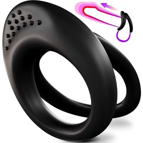 Homosexual Sex Male Penis Ring Vibrator Sex Toy Delay Ring Silicone Sexy Double Ring Delay Ejaculation Male Chastity Apparatus