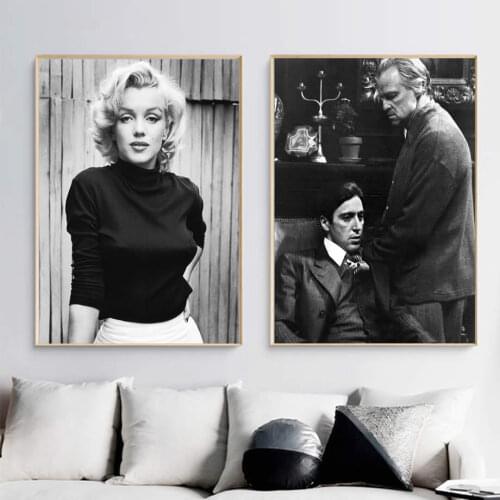 Classical Black and White Figure Poster Marilyn Monroe Portrait Canvas Painting Frameless Wall Art Picture for Living Room