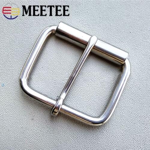 Meetee 1pc/2pcs ID27-60mm Stainless Steel Pin Buckle Belts Head Metal Single Needle Roller Belt Buckles DIY Hardware Accessory