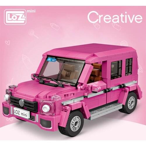LOZ Mini building blocks pink suv car model assembling toy educational small particle puzzle girl adult