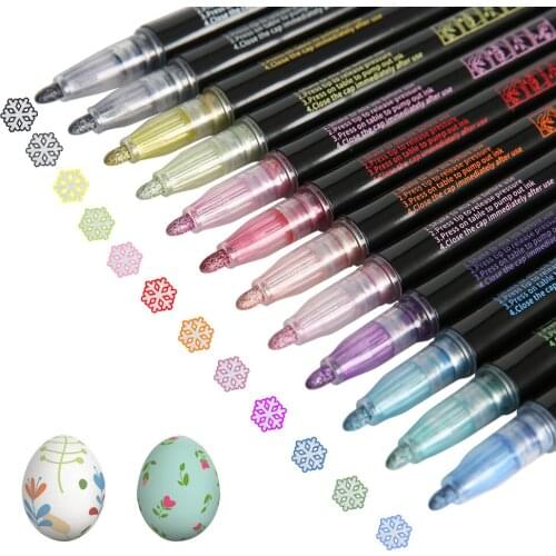 Outline Metallic Markers Double Line Magic Shimmer Paint Pens Set of 12 For Kids Adults DRAWING Art Signature Coloring Journal