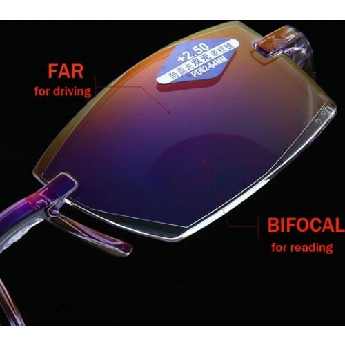 Anti Blue Light Reading Glasses Bifocal Multifocal Rimless Flexible Glasses Presbyopia Men Women Super Lightweight High Quality