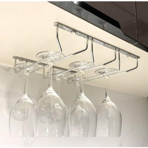 Stainless steel wall hanging wine rack single and double row wine glass racks high glass holders cabinet storage box WJ527