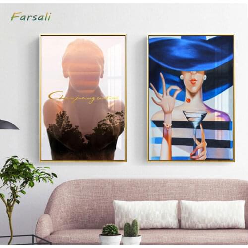 Nordic Style Beauty Flower Girl Canvas Painting Postmodern Poster And Print For Living Room Girls Fashion Home Decor HD Wall Art