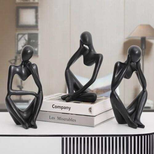 Abstract Thinker Statue Resin Sculpture Miniature Figurines Thinker Character European Style Office Home Decoration Accessories