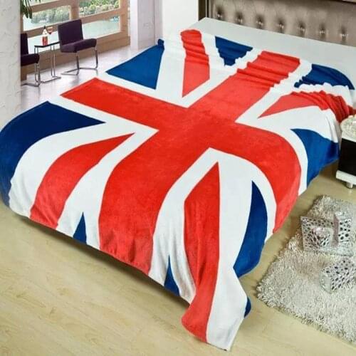 Winter Warm Throw Blanket For Beds British & American Flag Textile Fleece Blankets on Bed Travel Sofa Bed Blanket 150*200 CM