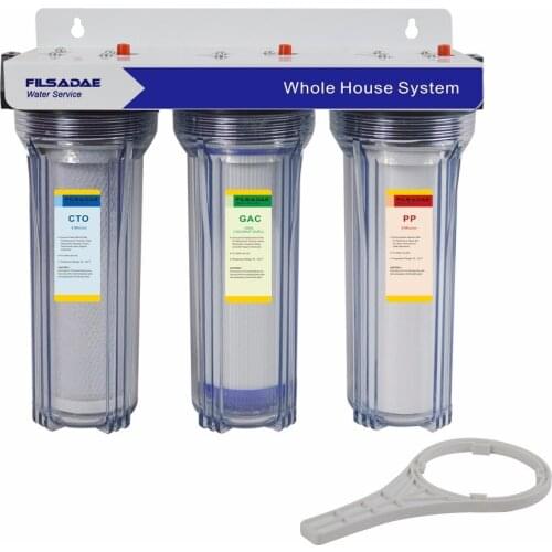 High Quality - 3 Stage Whole House Water Filtration System with Sediment, GAC, Carbon Block ,3/4-Inch Port - Clear/Transparent