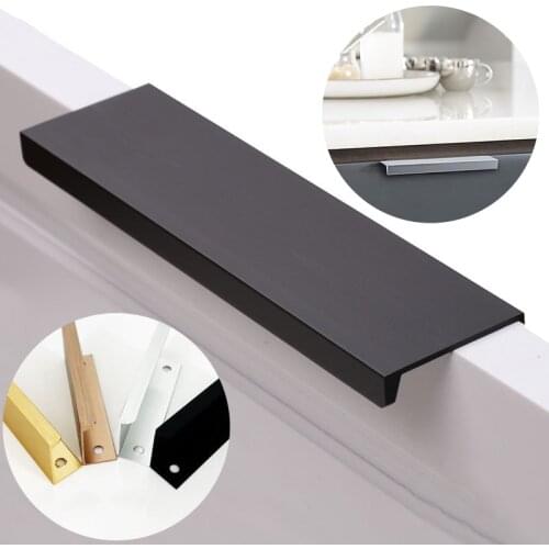 Gold Black Hidden Cabinet Pulls Aluminum Alloy Kitchen Cupboard Handles Drawer Knobs Furniture Handle Hardware Invisible Handle