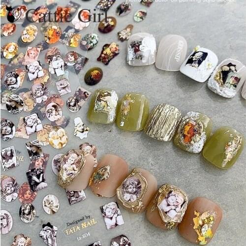 1 Sheet Statue Angel Cupid Nail Art 3D Stickers Avatar Nail Decals for Nails Alphabet Manicure 3D Accessories