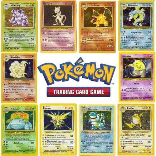 DIY 10pcs/set 1996 First Edition Pokemon Charizard Blastoise Venusaur Mewtwo MEGA Cards Collection Battle Childrens Toys Gift
