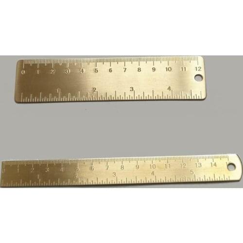100 PCS 2 Styles Vintage 12/15 cm Brass Ruler Metal copper Bookmark ruler Straight for office tool School For in Inch / Cm