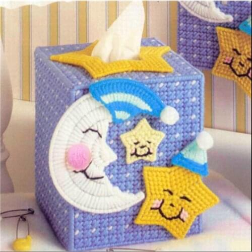 12x12x14cm Lunar Star Carton storage tissue box embroidery kit DIY handmade craft set Crocheting knitting needlework supplies