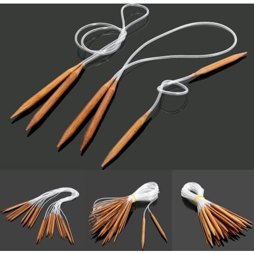18 Sizes 2-10mm Flexible Plastic Carbonized Bamboo Double Pointed Circular Knitting Needles Crochet Hooks DIY Weaving Needle Set