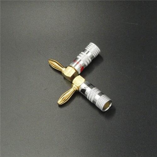 2pcs Gold L Shape right Angle 90 degree screws type 4mm Banana Plug Audio Speaker Cable Connector