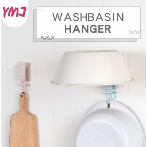 2PCS Bathroom Hooks Loaded Storage Hook Wall Basin Hook Kitchen Creative Without Scar Hanger Wall Hanging Basin Rack Waterproof