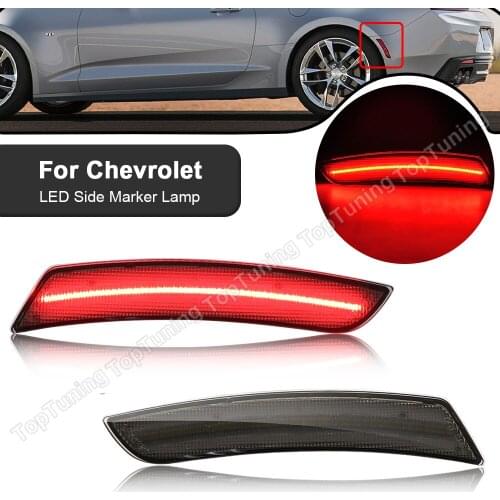 2PCS Rear Red LED Side Marker Lamps For Chevrolet Camaro 2016 2017 2018 2019 2020 2021 Smoked/Clear Lens OEM #:23126885