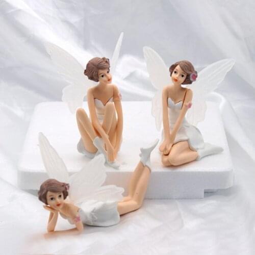 3pcs Flying Flower Fairy Miniature Fairy Figurines Family Miniature Dollhouse Garden Birthday Wedding Cake Ornaments For Home