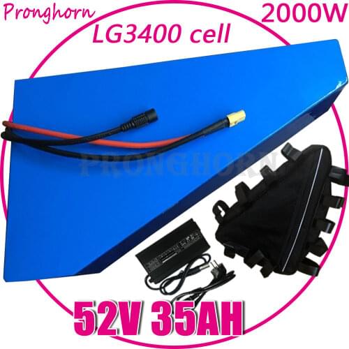 52V Triangle Battery 52V 17AH 20AH 24AH 30AH 35AH Electric Bike Lithium Battery Use LG cell For 48V/52V 1000W 1500W 2000W Motor