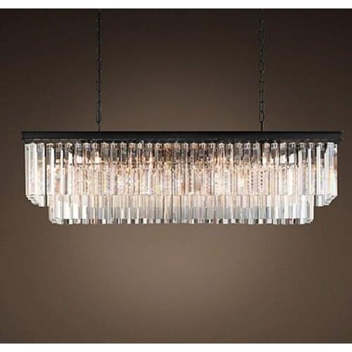 American Country Crystal Chandelier Living Room Restaurant Bar Counter Cafe Lighting Nordic Bar Rectangular rh Chandelier