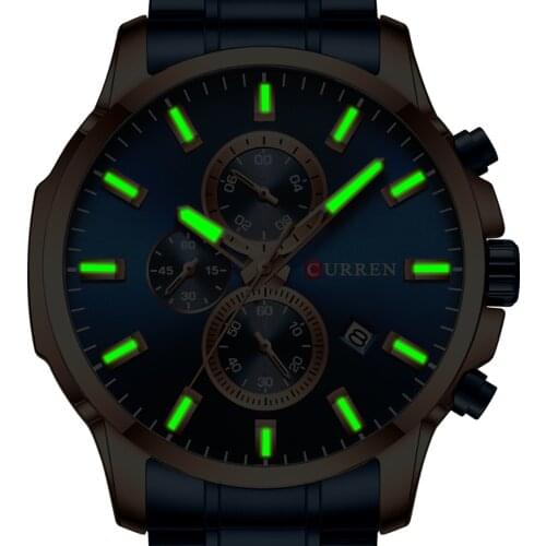 CURREN Chronograph Mens Watches Top Brand Luxury Business Watch Men Clock Relogio Masculino Waterproof Quartz Blue Wristwatch