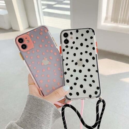 Moskado Wave Point Clear Strap Cord Chain Phone Case For iPhone 11 11Pro Max X XR XS Max 7 8 Plus SE 2020 Soft TPU Back Cover