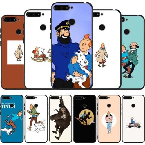 The adventures of tintin black Silicone Phone Case For honor 30 20 Pro 8 8X 9 10 20 Lite Mate 10 20 30 Lite Pro cover