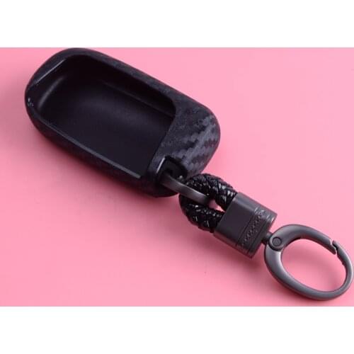 Black Carbon Fiber Style Silicone Remote Key Shell Case Fob Keychain fit for Jeep Dodge Chrysler 2015 2016 2017