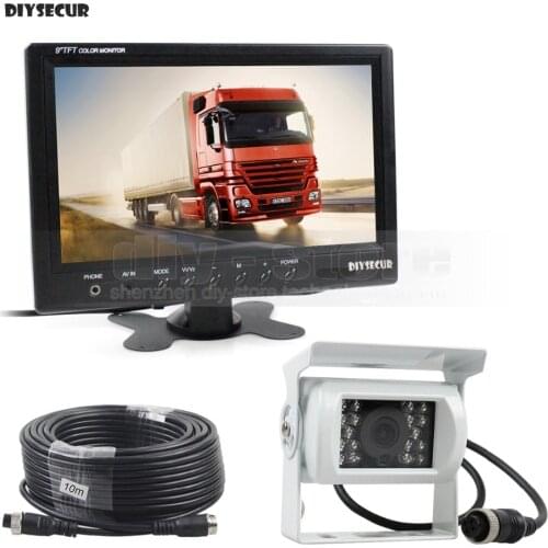 DIYSECUR Wired 9inch Car Monitor Rear View Monitor Waterproof IR CCD Camera Parking Accessories for Bus Horse Trailer Motorhome