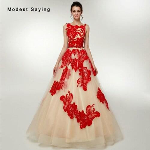 Elegant Red and Champagne Sequined Lace Evening Dresses 2018 Formal Women Backless Beaded Party Prom Gowns vestidos de fiesta