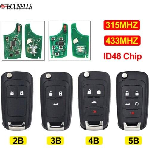Folding Flip 2/3/4/5 Button Smart Remote Car Key 315Mhz or 433Mhz ID46 Chip HU100 Uncut Blade For Chevrolet Aveo Cruze Orlando