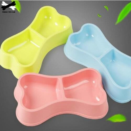Pet feeder portable bone plastic double mouth feeder drinking water bottle feeding bowl cat no pet dog