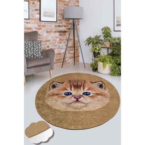 Bambino Digital Printed Livingroom Area Rugs Non-slip Sole Modern Cats Carpet for Bedroom Decorative Round Carpet for Home