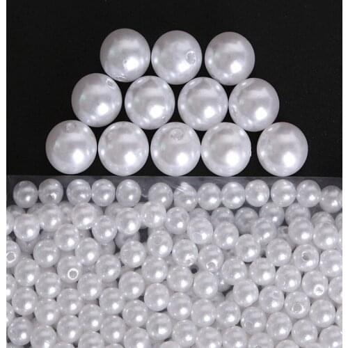 4mm-20mmABS Straight Holes Round Acrylic Sewing Pearl spacer Beads Weeding clothes shoes bag Craft supplies DIY Jewelry Making