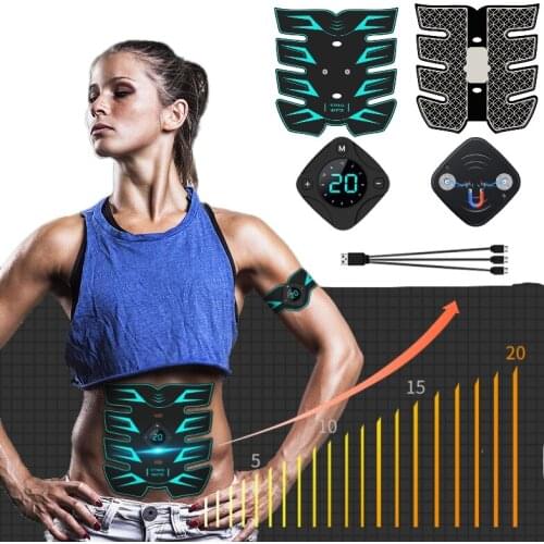 Upgrade Magnetic Muscle Stimulator EMS Abdominal Trainer LCD Display USB Abs Fitness Training Home Gym Weight Loss Body Slimming