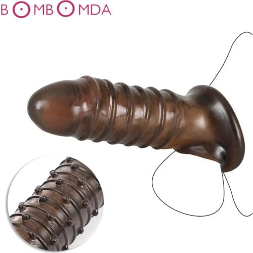 Sex Shops Penis Enlargement Sleeve For Men Reusable Penis Sleeve Extender Dildo Enhancer Sleeves For Adults Intimate Cock Ring