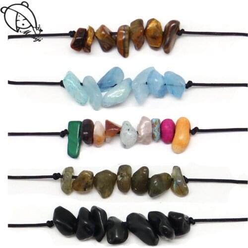 Momiji All Handmade Natural Stone Friendship Bracelet Women Girl Bohemian Rope Chain Irregular Stone Wedding Charm Bracelet Gift