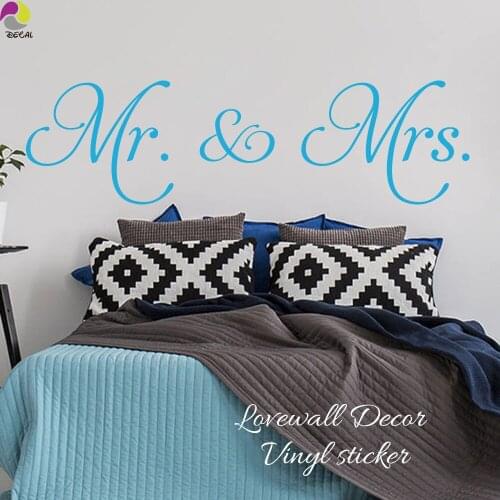 Mr & Mrs Wall Sticker Bedroom Sofa Wedding Room Party Love Quote Wall Decal Family Vinyl Home Decoration Art Mural