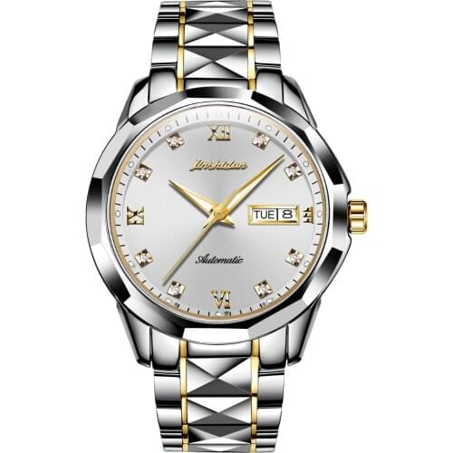 JSDUN Top Brand Mens Automatic Mechanical Watch, Stainless Steel Strap, Waterproof Mirror, Fashionable Business Mens Watch