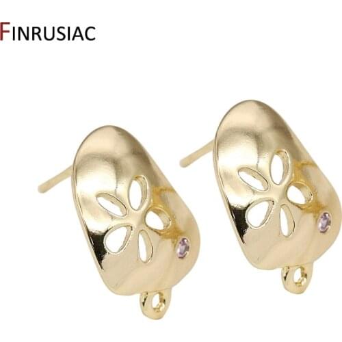 2020 New Fashion 14k Gold Plated Hollow Petal Pattern Post Earrings Making Supplies Earrings Jewelry Accessories Wholesale