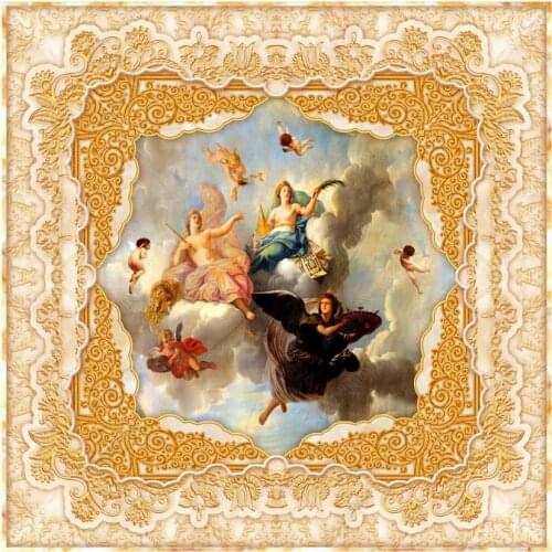 Custom ceiling wallpaper for walls 3 d ceiling zenith murals High-end European style angel oil painting marble ceiling mural